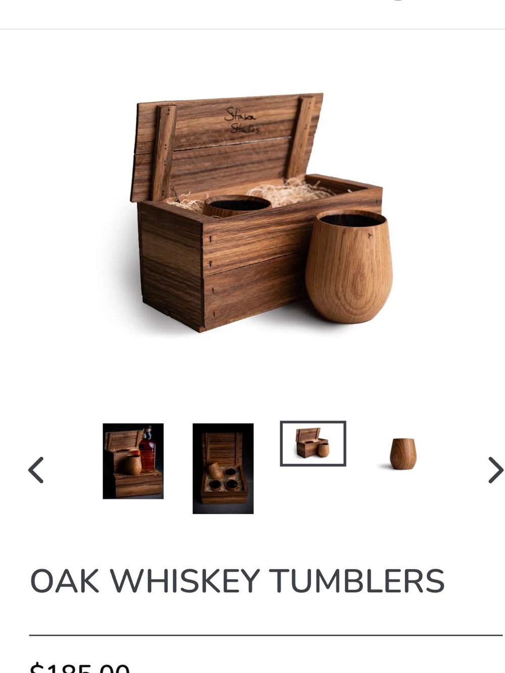 Stinson Studios- Oak Whiskey Tumblers Set - Natural Brown NWT